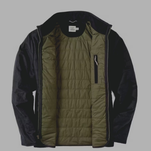 Flint and Tinder York Quilted Waxed Jacket with Zipper Dark Navy Blue Size L